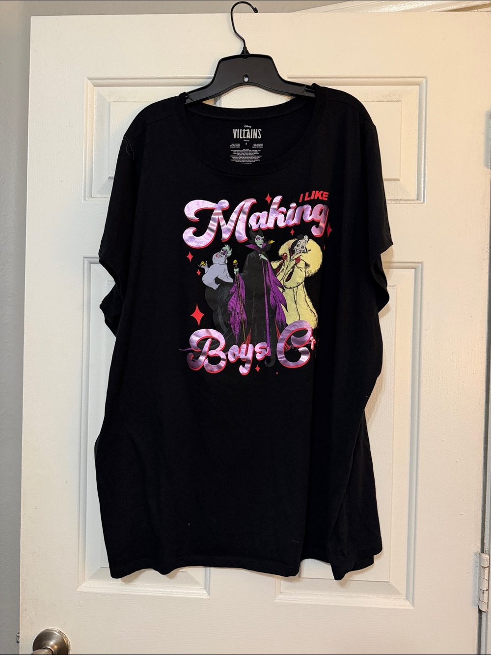 Torrid Disney Black Tee with Colorful Villains Script